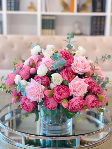 Large Pink Rose Peony Centerpiece - Flovery